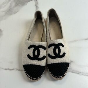 Authentic Chanel Tweed Espadrilles Interlocking CC Logo EU 40